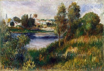 湖池の滝 Painting - ヴェトゥイユの風景 ピエール・オーギュスト・ルノワール
